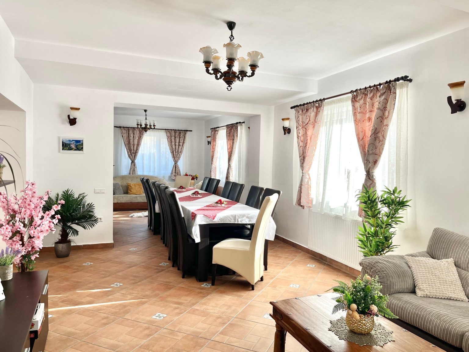 Livingul comun amenajat confortabil la Vila Anto
